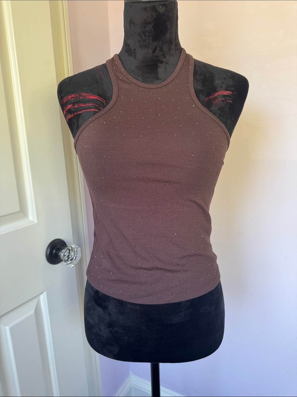 PoloGarage Brown Crystal-Accent Racerback Tank